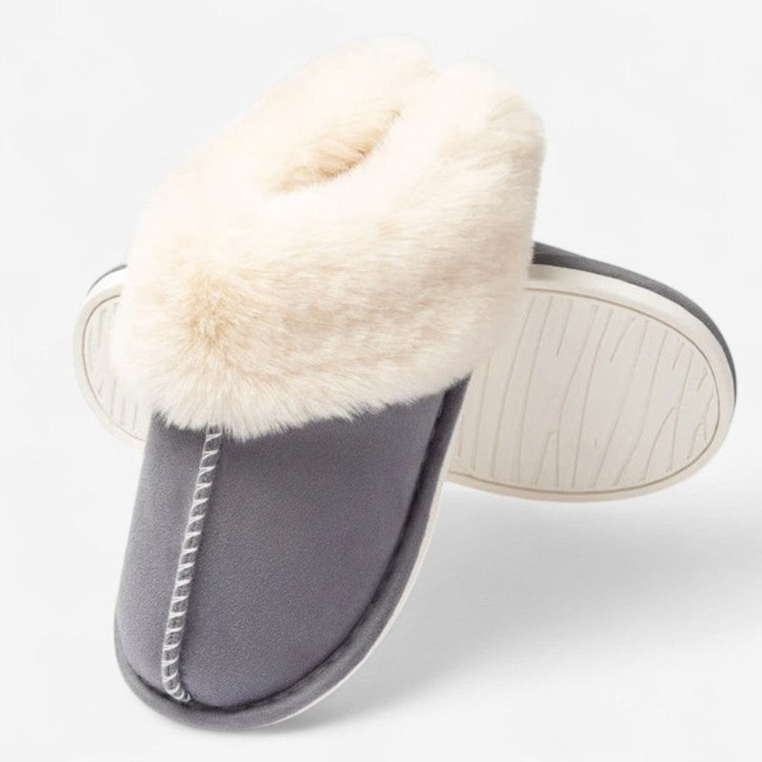 Women's Faux-Suede Fluffy Slip-On Mule Slippers