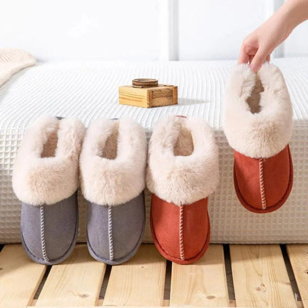 Women's Faux-Suede Fluffy Slip-On Mule Slippers