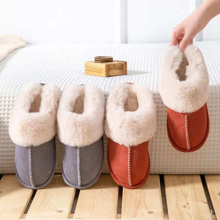 Women's Faux-Suede Fluffy Slip-On Mule Slippers