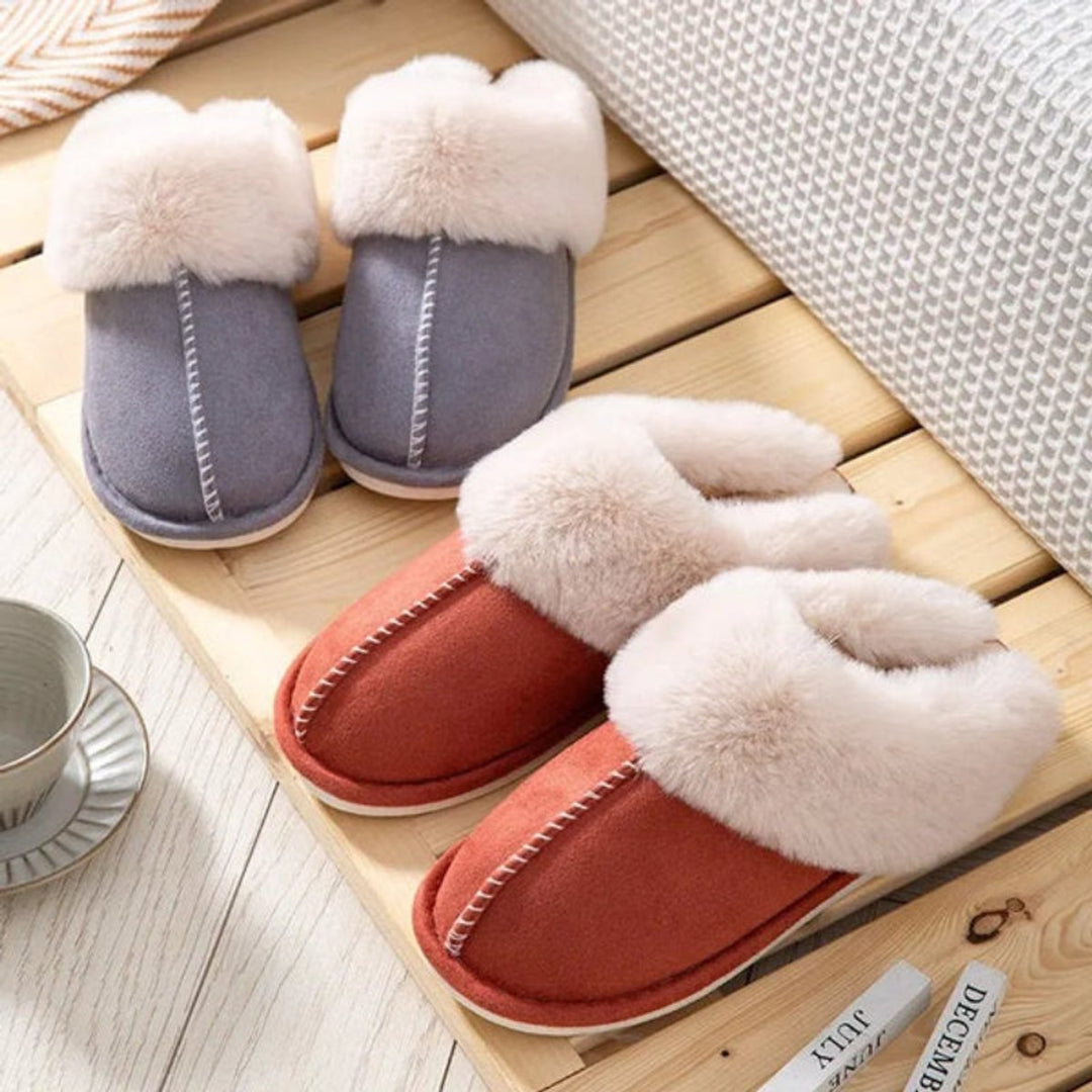 Women's Faux-Suede Fluffy Slip-On Mule Slippers