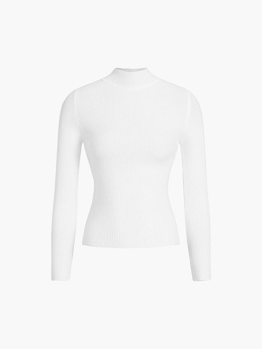 Women's Fitted Ribbed Knitted Roll Neck Jumper Mock Turtleneck