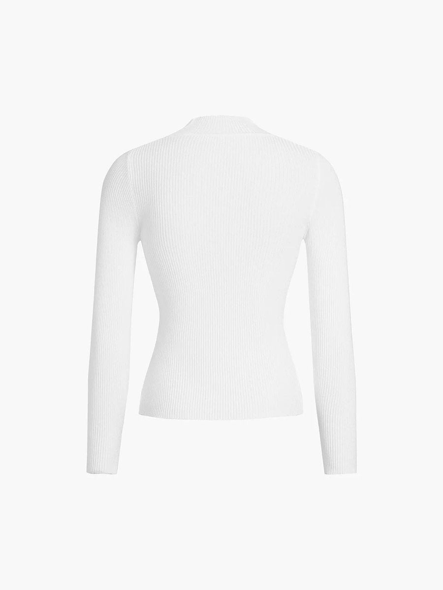 Women's Fitted Ribbed Knitted Roll Neck Jumper Mock Turtleneck