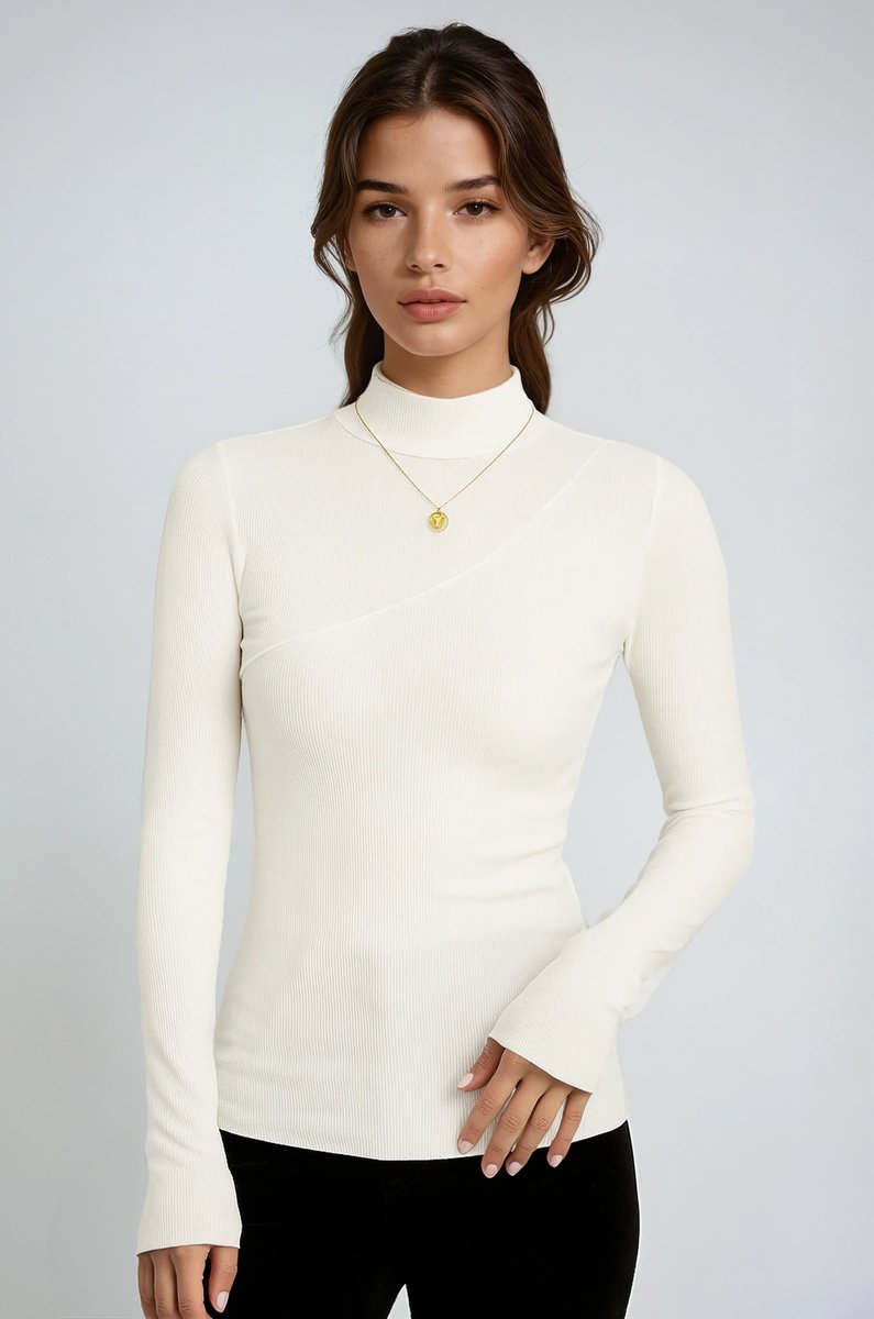 Women's Fitted Ribbed Roll Neck Jumper Long Sleeve