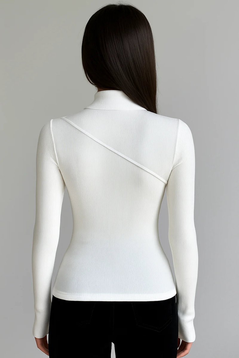 Women's Fitted Ribbed Roll Neck Jumper Long Sleeve