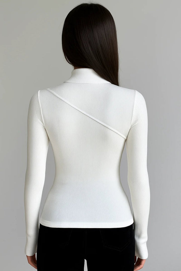 Women's Fitted Ribbed Roll Neck Jumper Long Sleeve