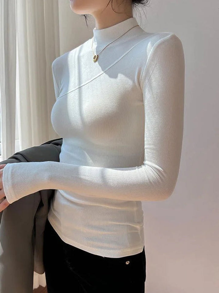 Women's Fitted Ribbed Roll Neck Jumper Long Sleeve