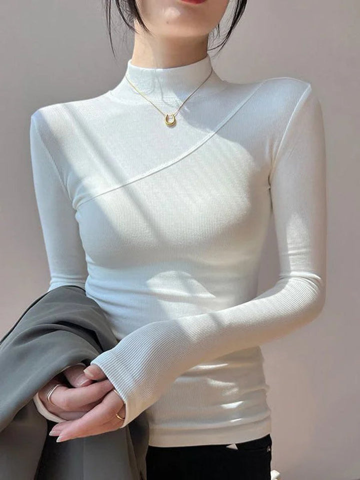 Women's Fitted Ribbed Roll Neck Jumper Long Sleeve