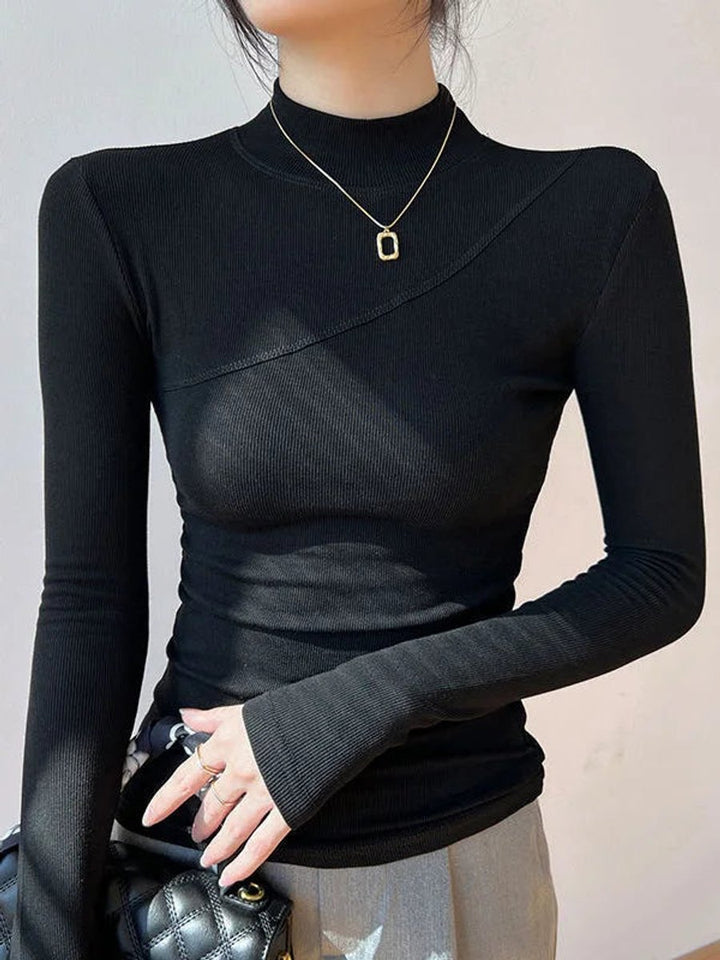 Women's Fitted Ribbed Roll Neck Jumper Long Sleeve