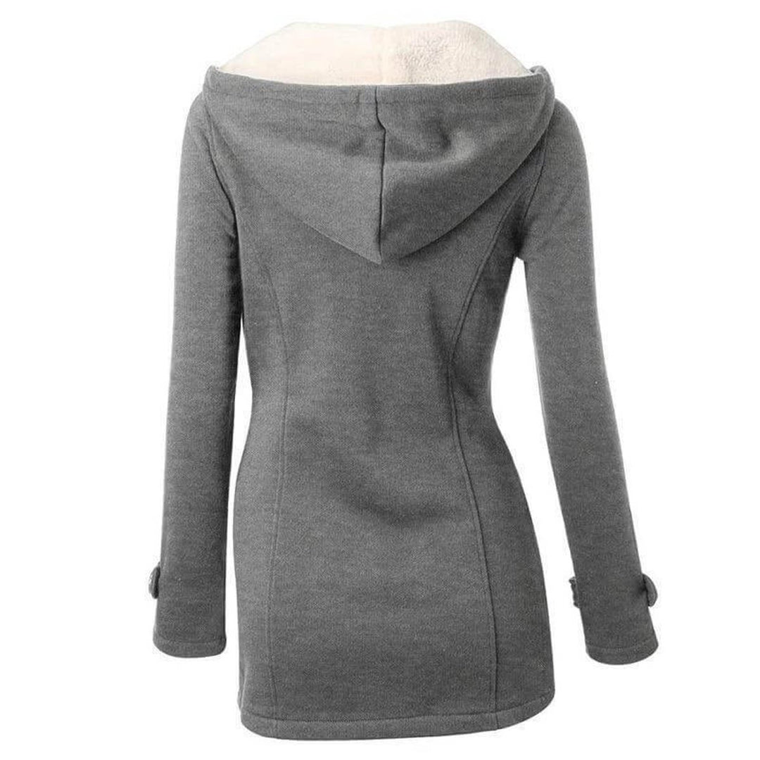 Women's Fleece-Lined Hooded Toggle Wool Coat