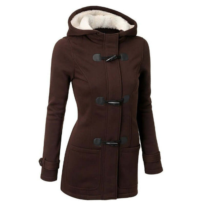 Women's Fleece-Lined Hooded Toggle Wool Coat