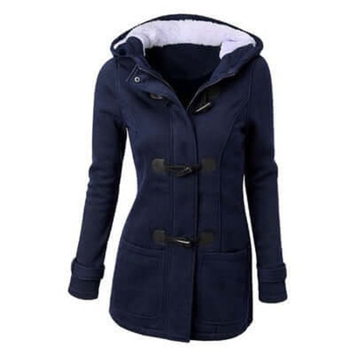 Women's Fleece-Lined Hooded Toggle Wool Coat