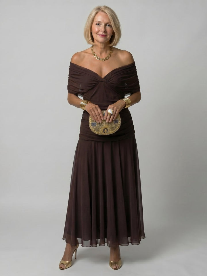 Women's Floral Chiffon Everyday Party Dress Draped V-Neck Midi