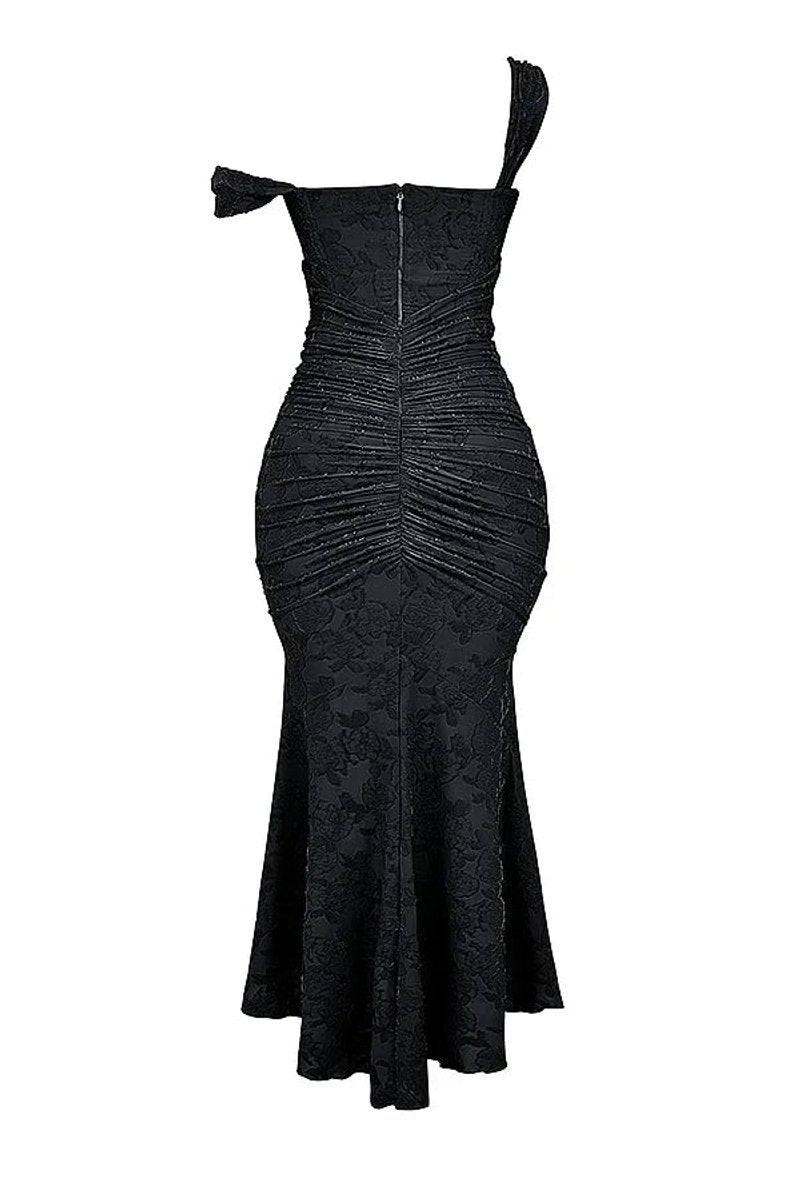 Women's Floral Jacquard Corset Midi Party Dress Wide Strap