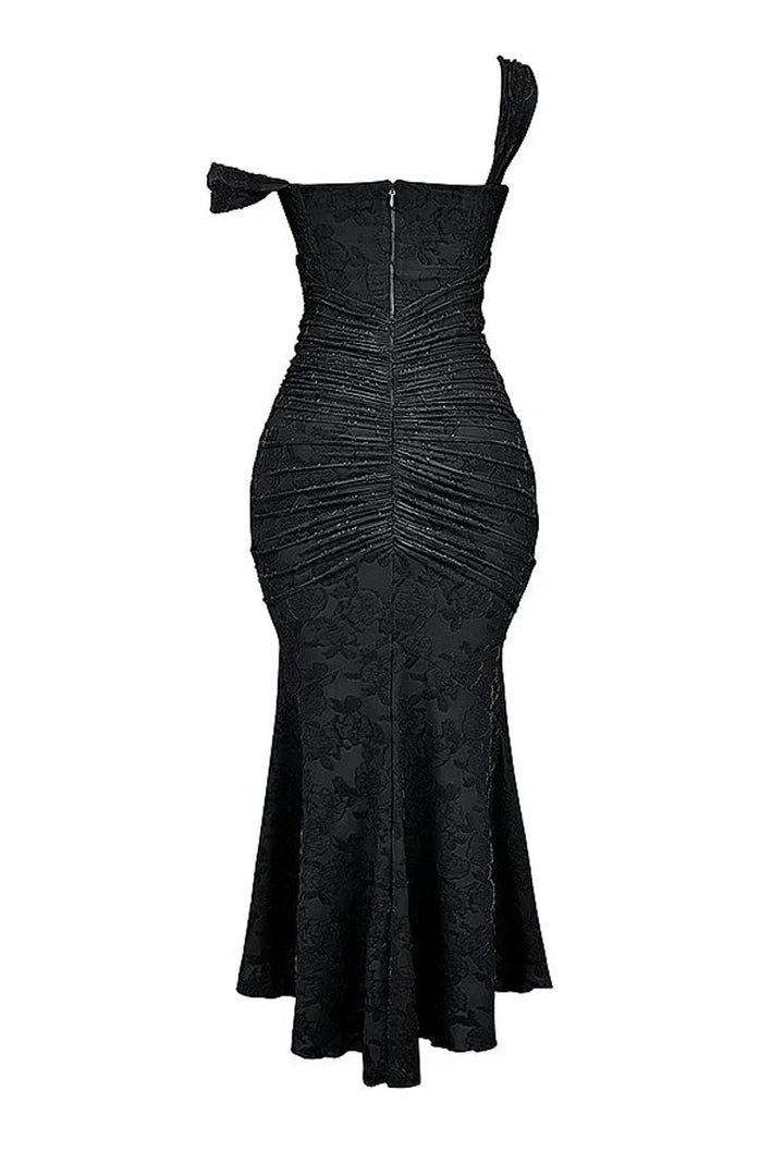Women's Floral Jacquard Corset Midi Party Dress Wide Strap