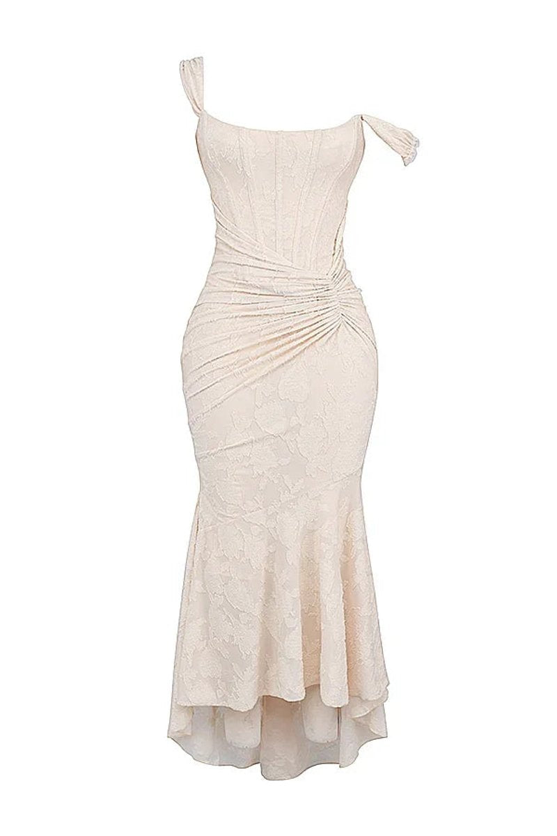 Women's Floral Jacquard Corset Midi Party Dress Wide Strap