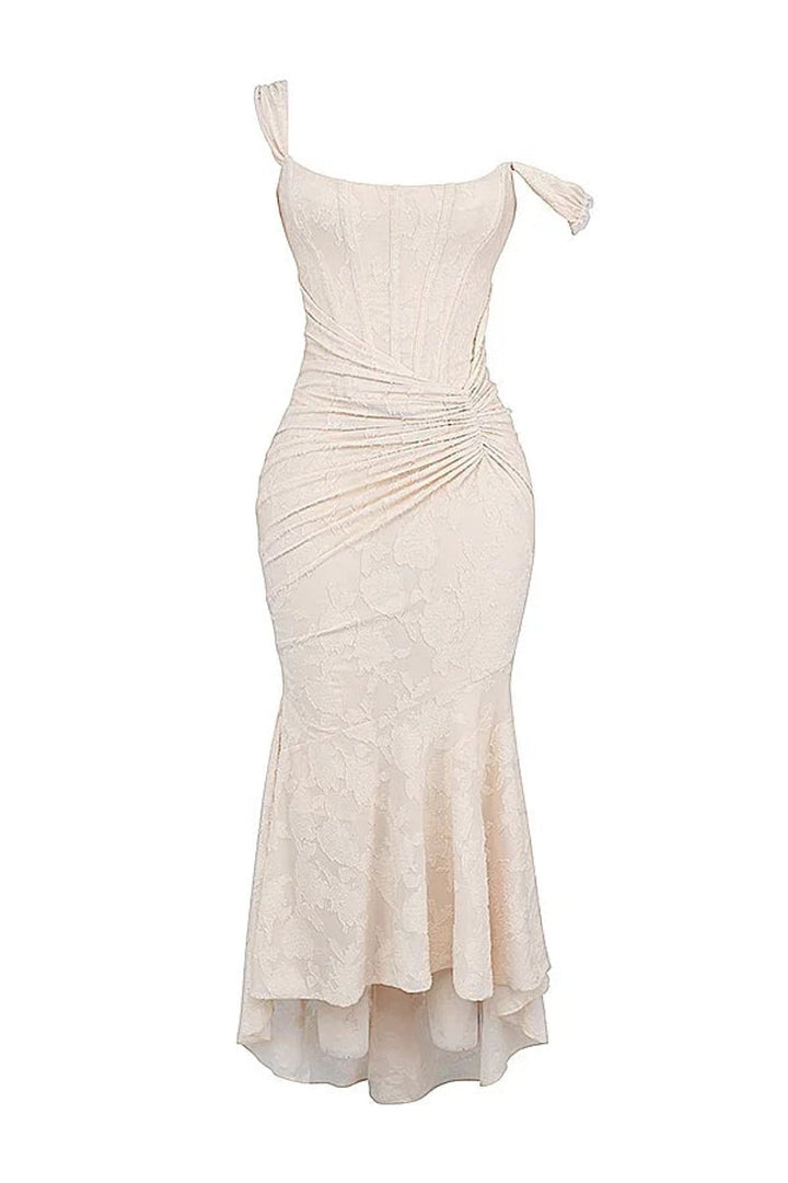 Women's Floral Jacquard Corset Midi Party Dress Wide Strap