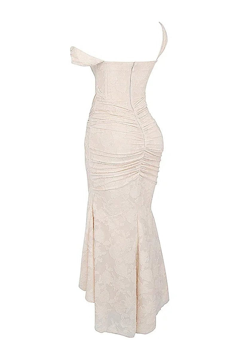 Women's Floral Jacquard Corset Midi Party Dress Wide Strap