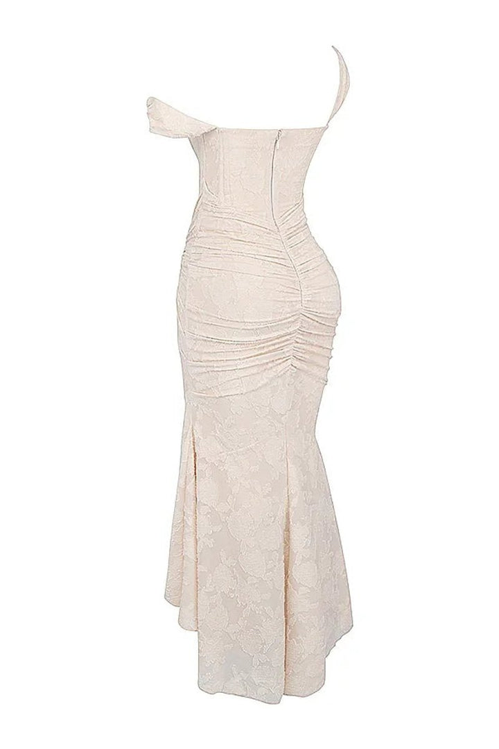 Women's Floral Jacquard Corset Midi Party Dress Wide Strap