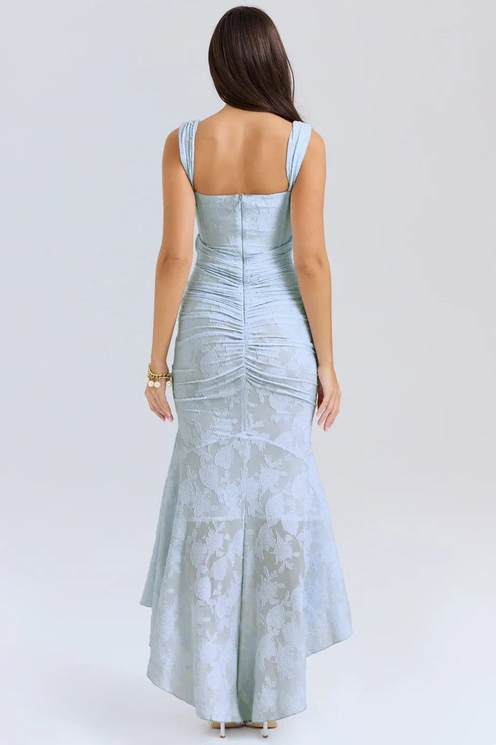 Women's Floral Jacquard Corset Midi Party Dress Wide Strap