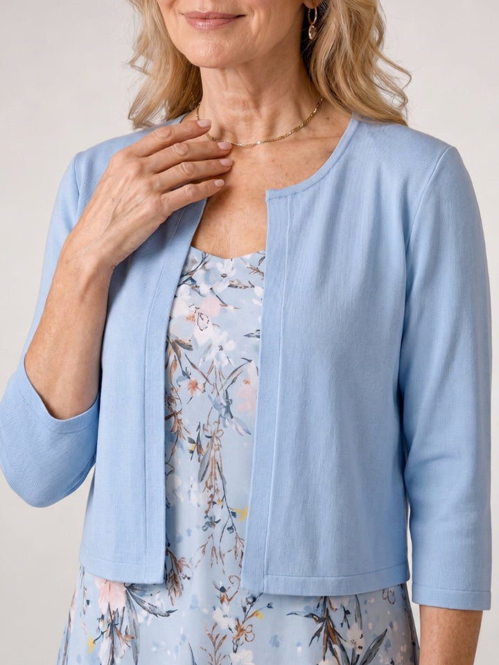 Women's Floral Midi Everyday Day Dress Sleeveless Cropped Jacket Set
