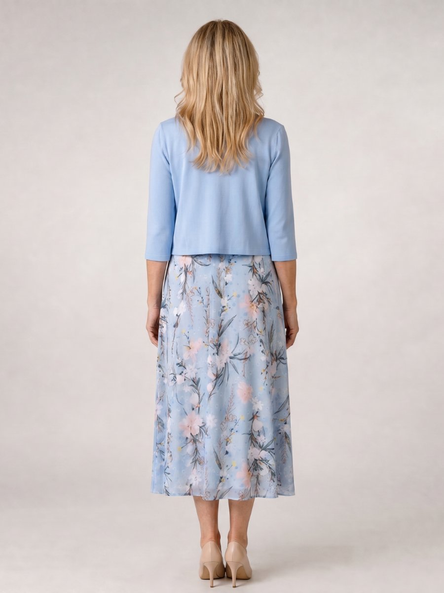 Women's Floral Midi Everyday Day Dress Sleeveless Cropped Jacket Set