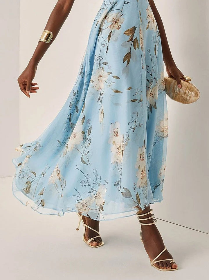 Women's Floral One-Shoulder Midi Party Dress Everyday Day Dresses