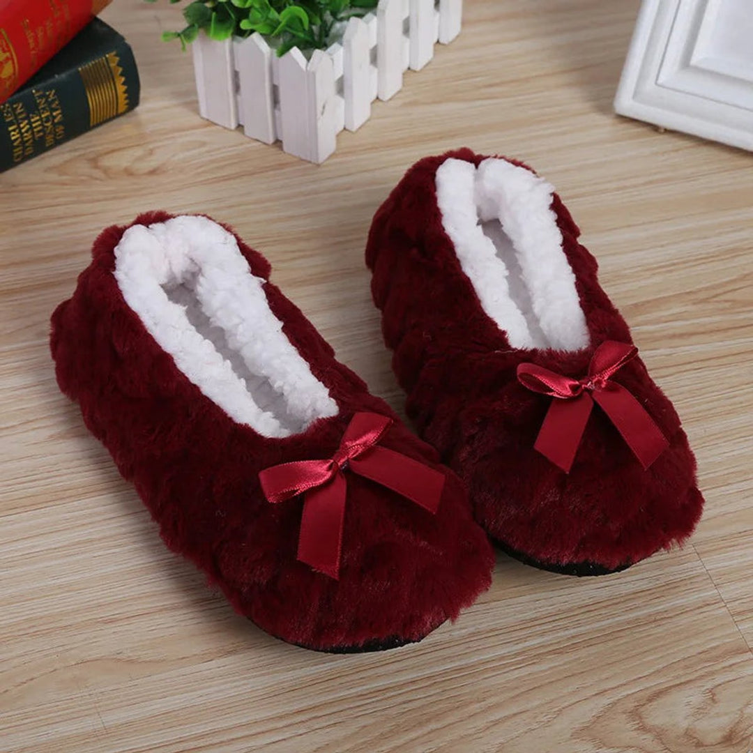 Women's Fluffy Plush Slip-On Indoor Slippers Non-Slip Flat