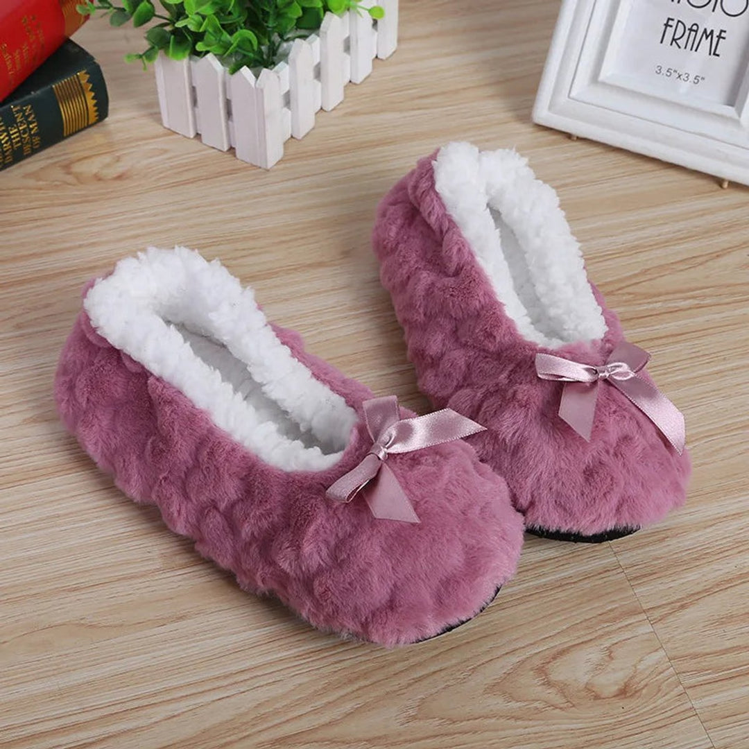 Women's Fluffy Plush Slip-On Indoor Slippers Non-Slip Flat