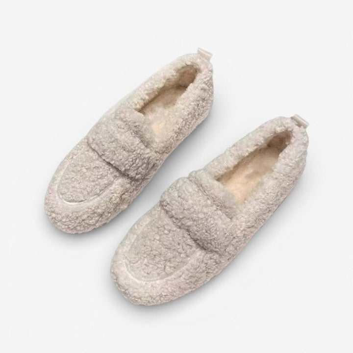 Women's Fluffy Plush Slip-On Round-Toe Loafer Flats