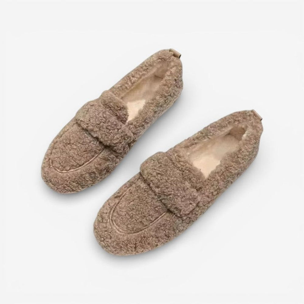 Women's Fluffy Plush Slip-On Round-Toe Loafer Flats