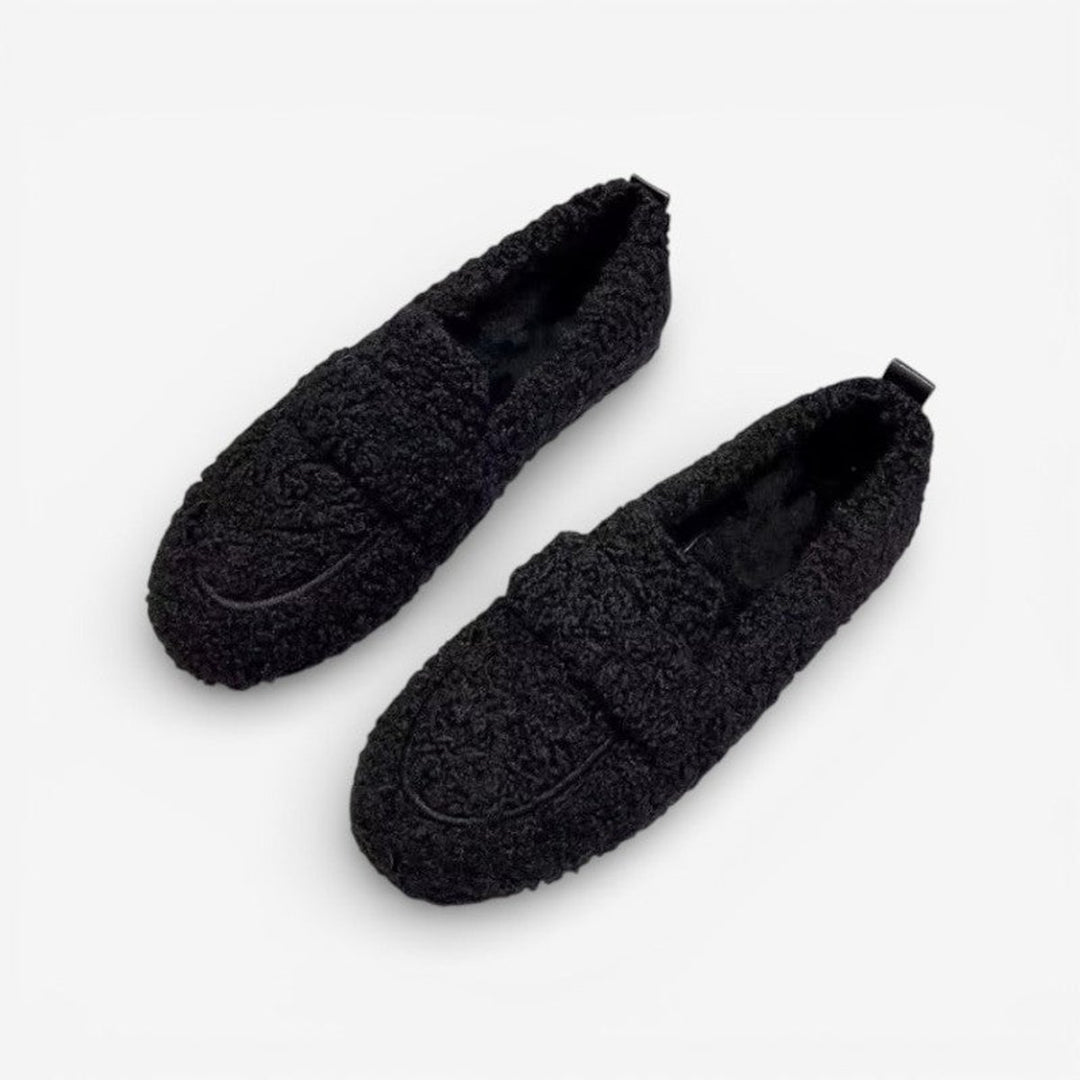 Women's Fluffy Plush Slip-On Round-Toe Loafer Flats