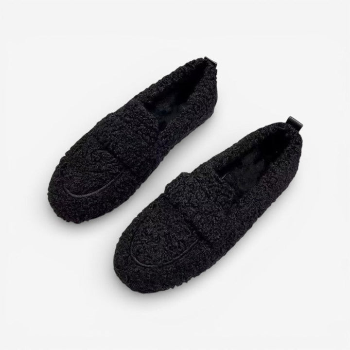 Women's Fluffy Plush Slip-On Round-Toe Loafer Flats