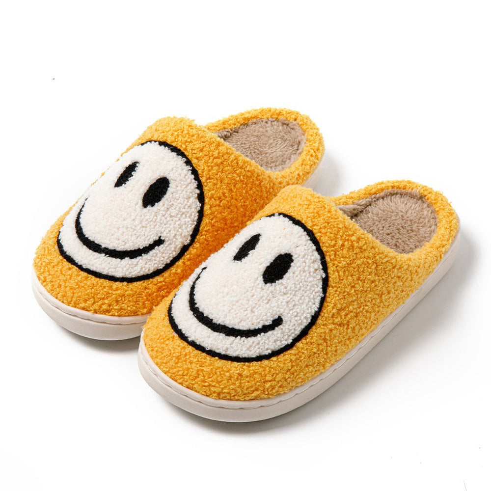Women's Fluffy Smiley Face Faux-Fur Lined Cosy House Slippers