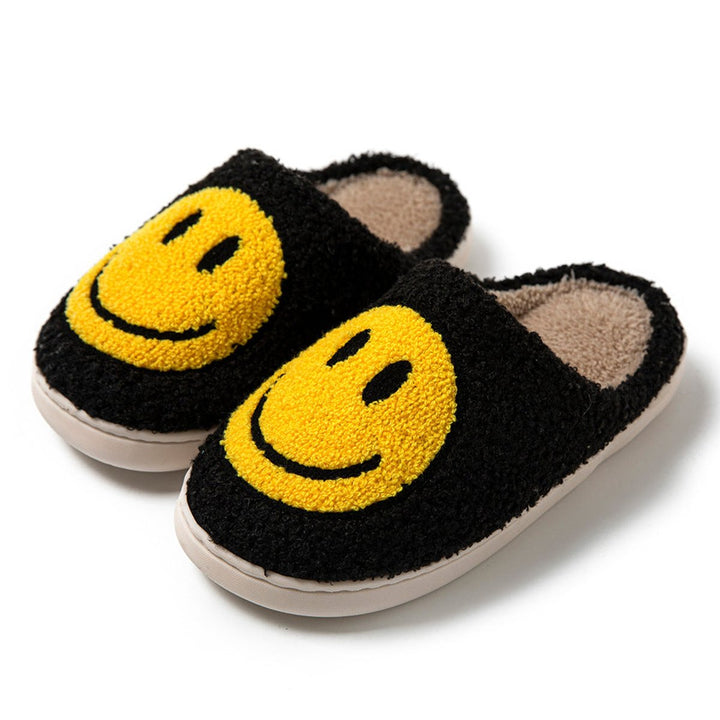 Women's Fluffy Smiley Face Faux-Fur Lined Cosy House Slippers