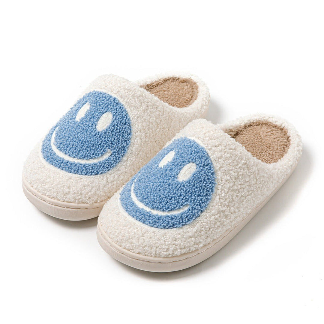 Women's Fluffy Smiley Face Faux-Fur Lined Cosy House Slippers