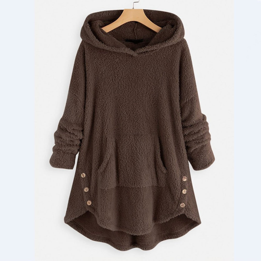 Women's Fluffy Zip-Up Hooded Coat Cat Pocket Fleece Jacket