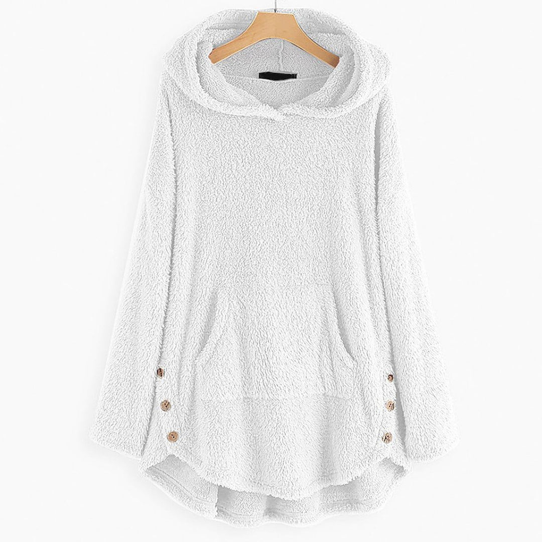 Women's Fluffy Zip-Up Hooded Coat Cat Pocket Fleece Jacket