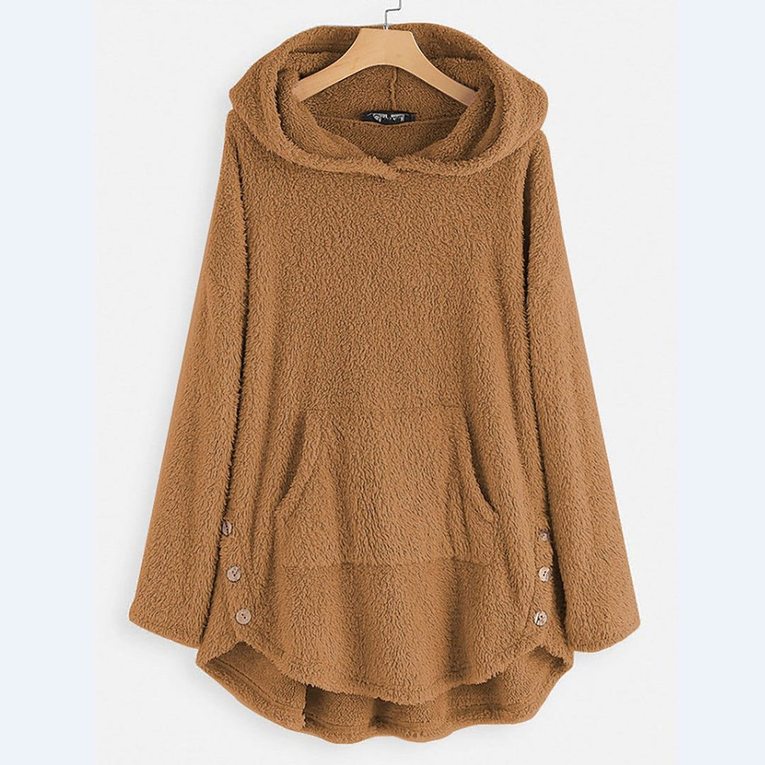 Women's Fluffy Zip-Up Hooded Coat Cat Pocket Fleece Jacket