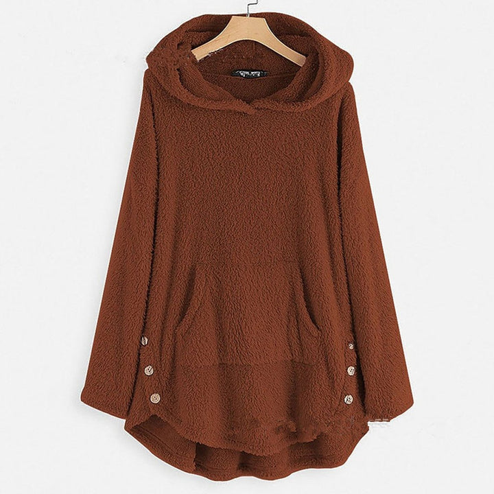 Women's Fluffy Zip-Up Hooded Coat Cat Pocket Fleece Jacket