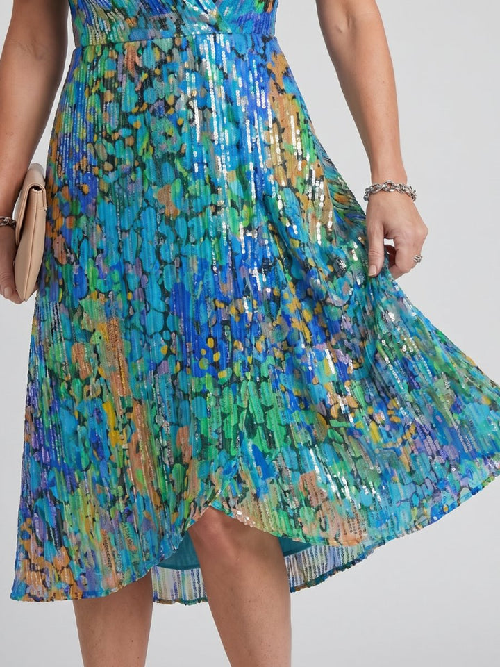 Women's Flutter Sleeve Floral Print Everyday Day Dress Midi