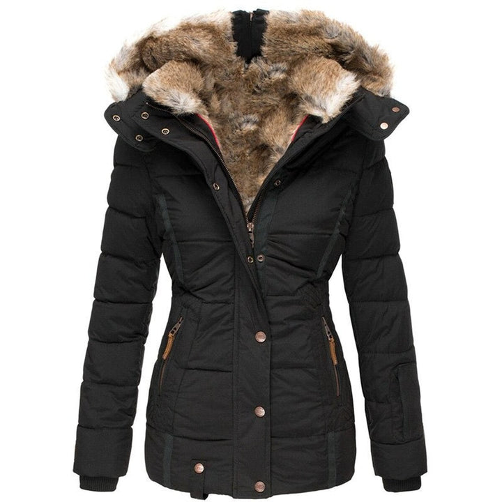 Women's Fur-Hood Ladies Puffer Jacket Insulated Winter Coat