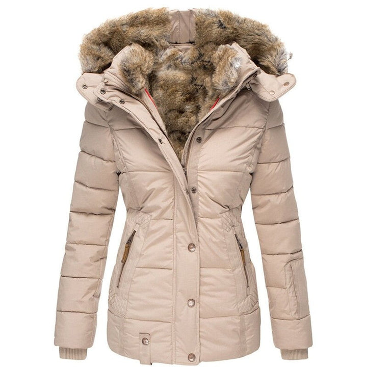 Women's Fur-Hood Ladies Puffer Jacket Insulated Winter Coat
