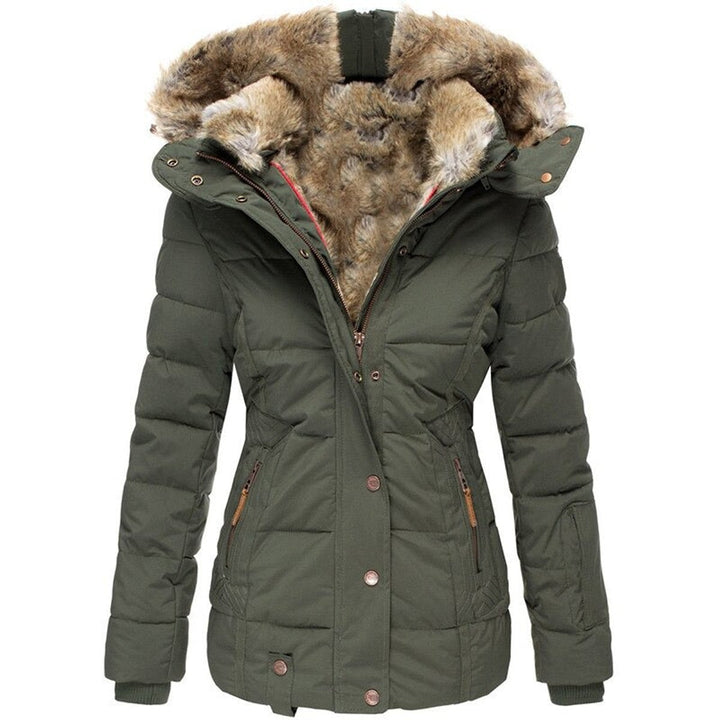 Women's Fur-Hood Ladies Puffer Jacket Insulated Winter Coat