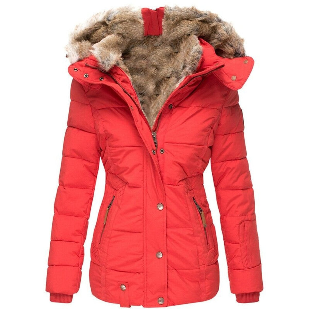 Women's Fur-Hood Ladies Puffer Jacket Insulated Winter Coat