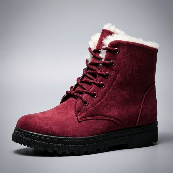 Women's Fur-Lined Suede Lace-Up Ankle Boots