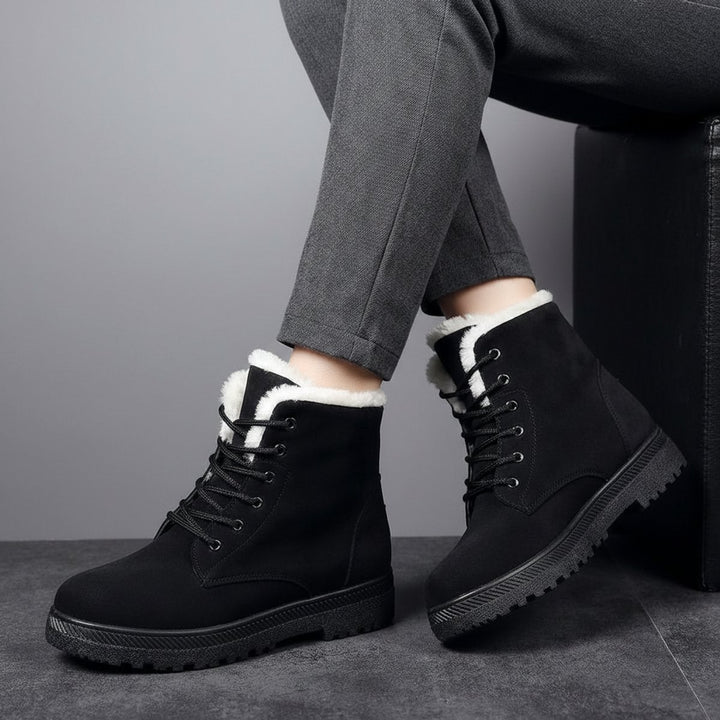 Women's Fur-Lined Suede Lace-Up Ankle Boots