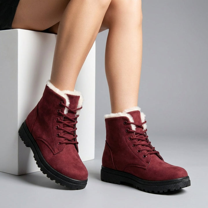 Women's Fur-Lined Suede Lace-Up Ankle Boots