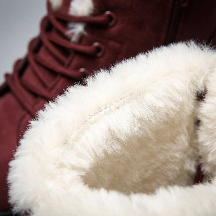 Women's Fur-Lined Suede Lace-Up Ankle Boots