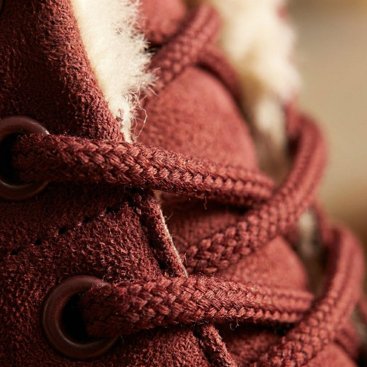Women's Fur-Lined Suede Lace-Up Ankle Boots