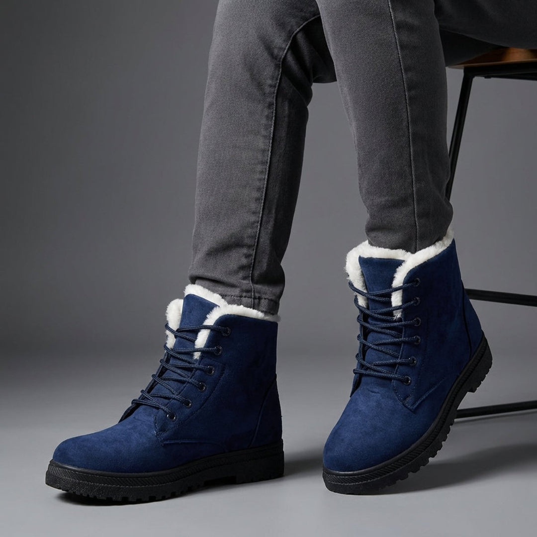 Women's Fur-Lined Suede Lace-Up Ankle Boots